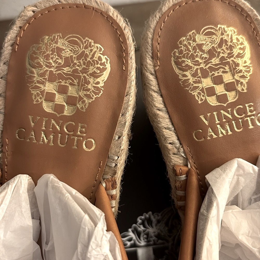 NIB [Vince Camuto] Molisana Cognac Slip-On Padded Espadrille Wedges Women’s 9.5 - Picture 9 of 14